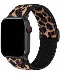 Apple Watch Uyumlu Leopar Desenli Tokalı Örgü Kumaş Kordon