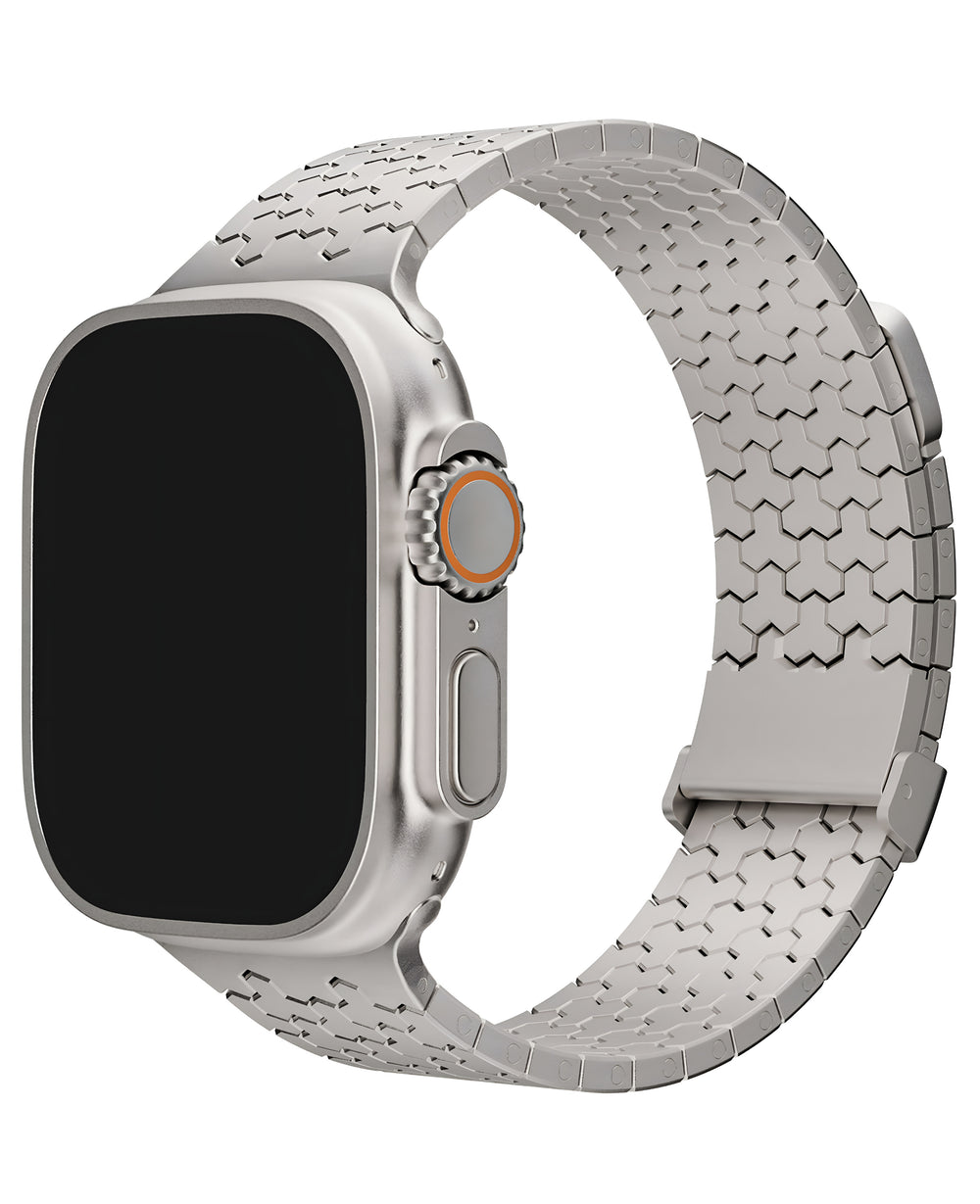 Apple Watch Uyumlu Manyetik Titanyum Nobex Loop Kordon - Titanyum Gri - Strapg