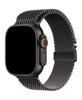 Apple Watch Uyumlu Metal Hasır Paslanmaz Çelik Amares Loop Kordon - Siyah - Strapg