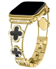 Apple Watch Uyumlu Metal Paslanmaz Çelik OneFlex Loop Kordon - Gold Siyah - Strapg