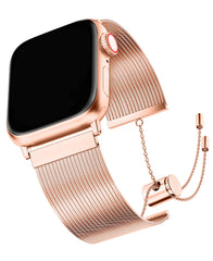 Apple Watch Uyumlu Metal Paslanmaz Çelik Roppel Loop Kordon - Rose Gold - Strapg