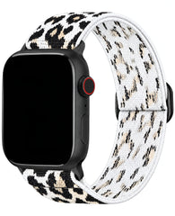 Apple Watch Uyumlu Leopar Desenli Tokalı Örgü Kumaş Kordon