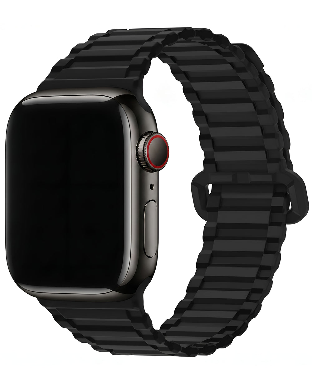 Hoco. Apple Watch Uyumlu Tokalı Manyetik Silikon Ribex Loop Kordon - Siyah - Strapg