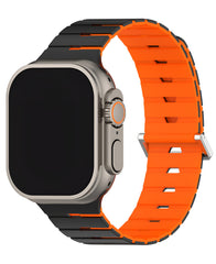 Manyetik Tokalı Silikon Raider Loop Kordon - Siyah Turuncu - Strapg