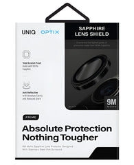 iPhone 15 Pro / Pro Max Uyumlu Uniq Optix Çelik Çerçeveli Safir Kamera Lens Koruyucu
