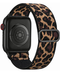 Apple Watch Uyumlu Leopar Desenli Tokalı Örgü Kumaş Kordon