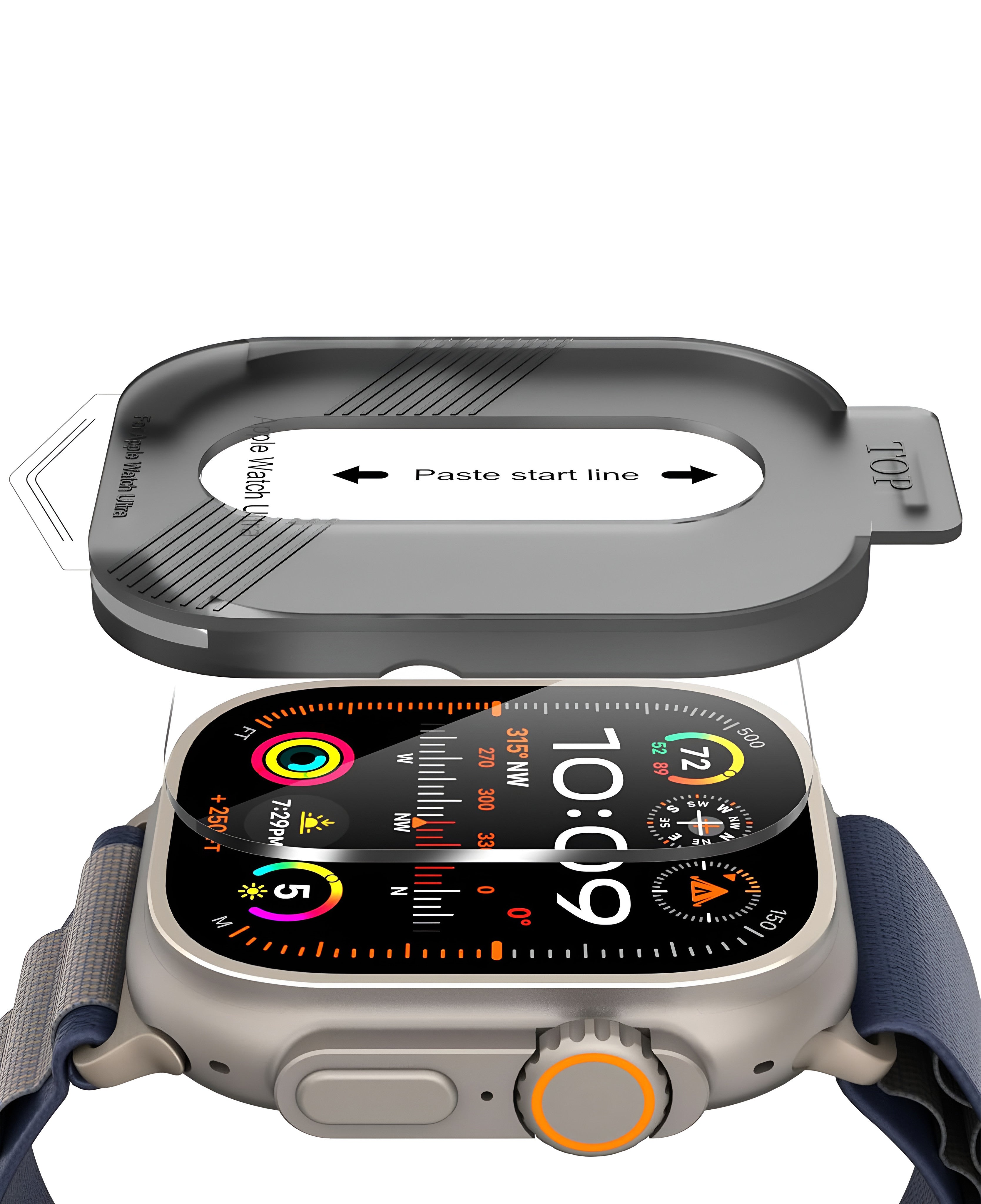 Apple Watch Ultra Uyumlu 49mm Hizalama Aparatlı Cam Ekran Koruyucu