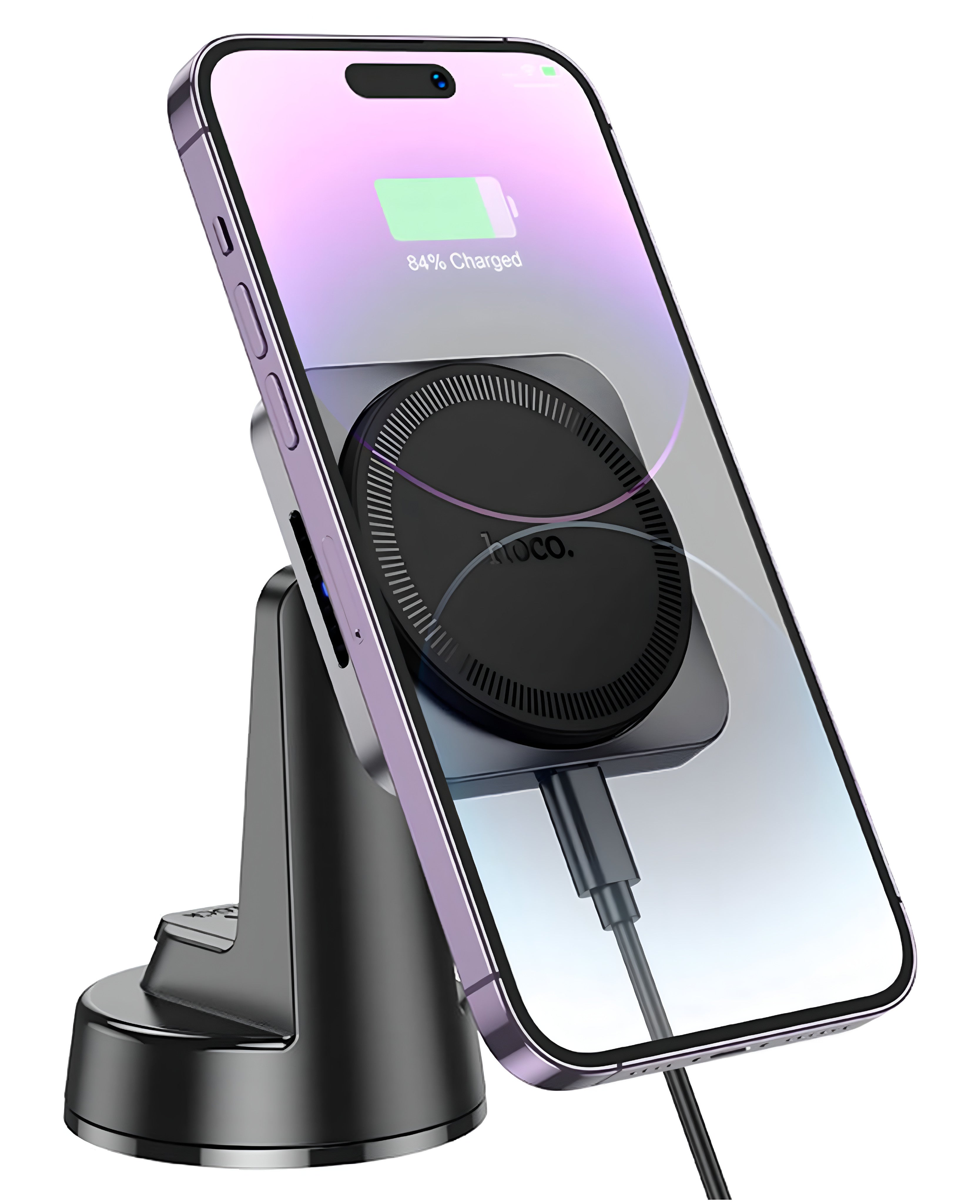 Hoco HW16 Vantuzlu 2in1 Kablosuz Şarj Özellikli Magsafe Manyetik Araç Telefon Tutucu