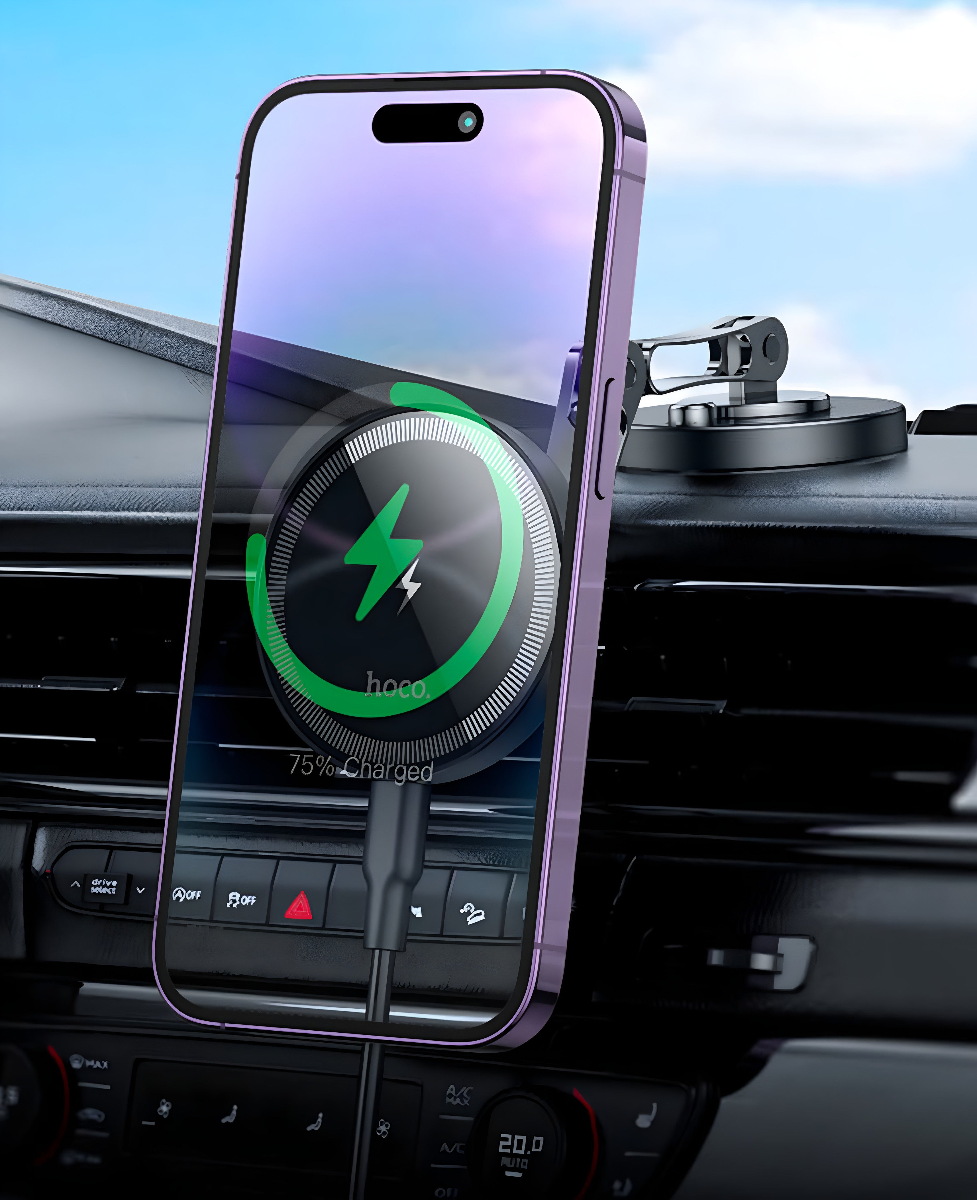 Hoco. HW26 Yapışkanlı Manyetik Hızlı Şarj Magsafe Araç Telefon Tutucu