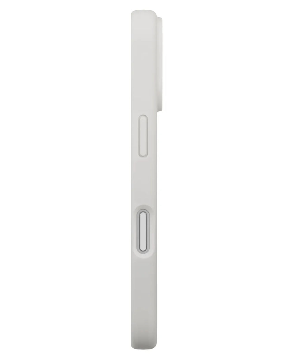 iPhone 17 uyumlu Uniq Lino Hybrid Magsafe kılıfın pembe rengi, yan görünümde düğmeleriyle birlikte.