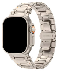 Apple Watch Uyumlu Armor Bakla Paslanmaz Çelik Metal Loop Kordon - Starlight - Strapg