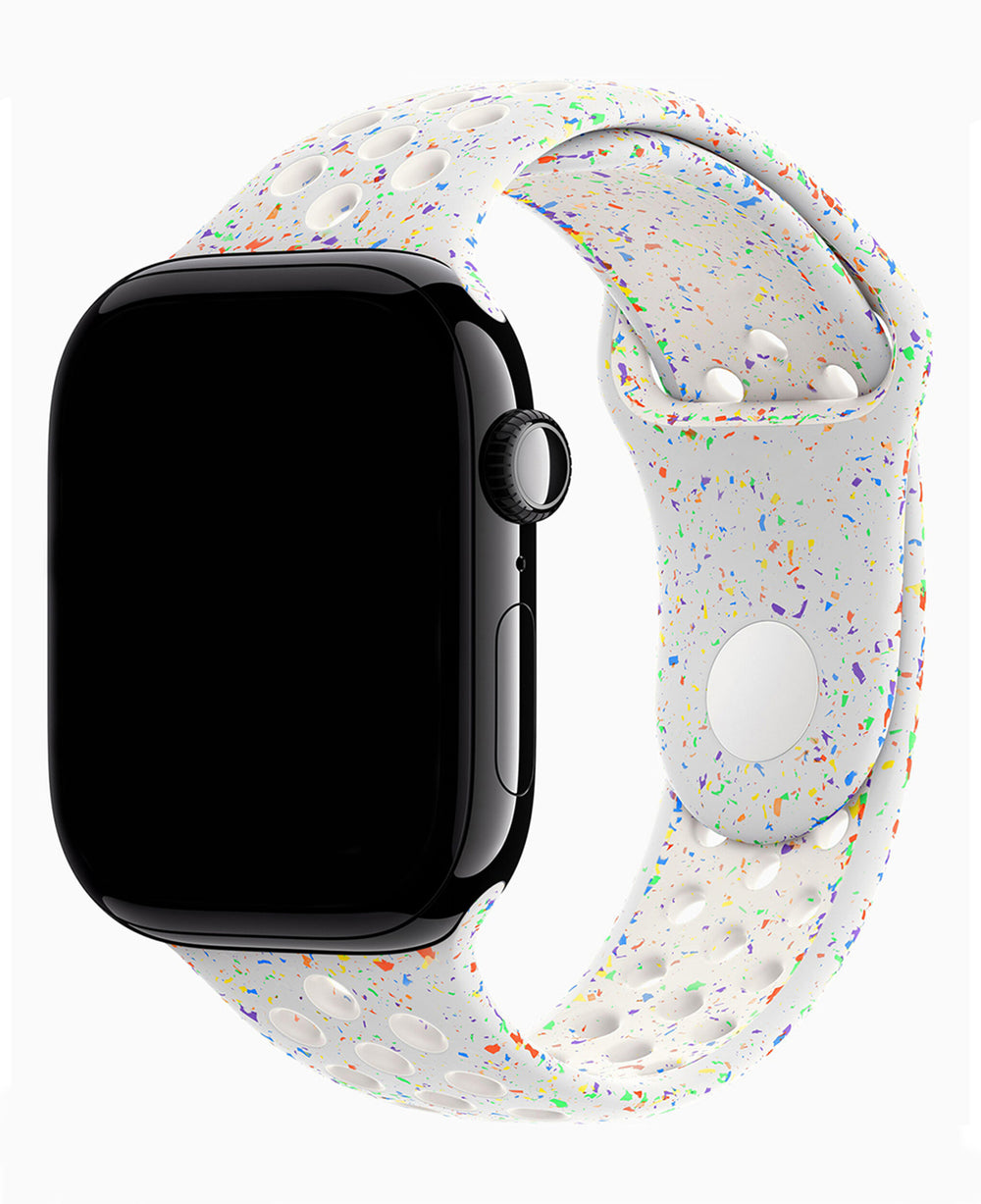 Apple Watch Uyumlu Delikli Spor Silikon Trou Loop Kordon - Soğuk Beyaz - Strapg