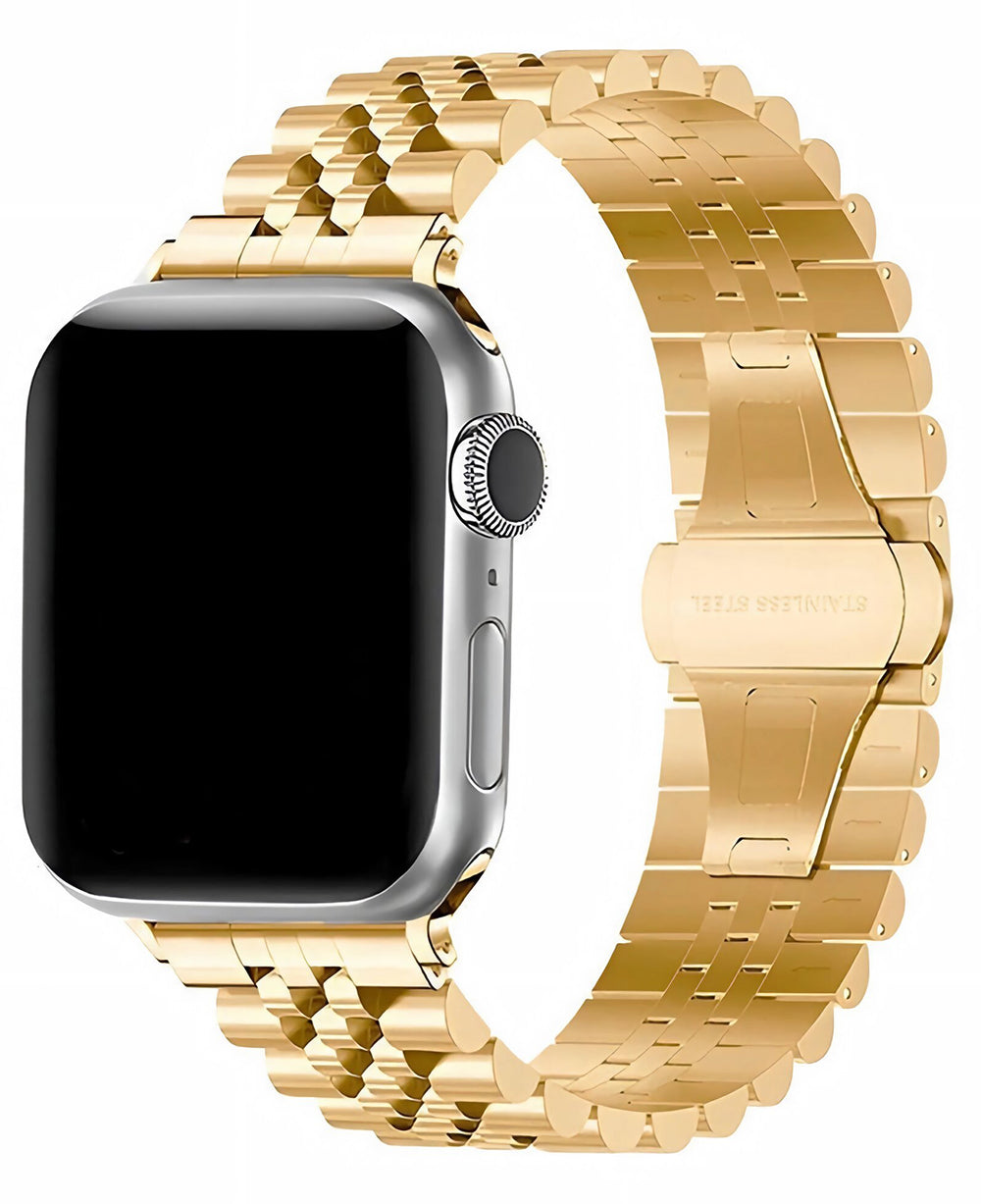 Apple Watch Uyumlu Metal Paslanmaz Celik Jubilee Loop Kordon - Gold - Strapg