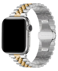 Apple Watch Uyumlu Metal Paslanmaz Celik Jubilee Loop Kordon - Gümüş Gold - Strapg