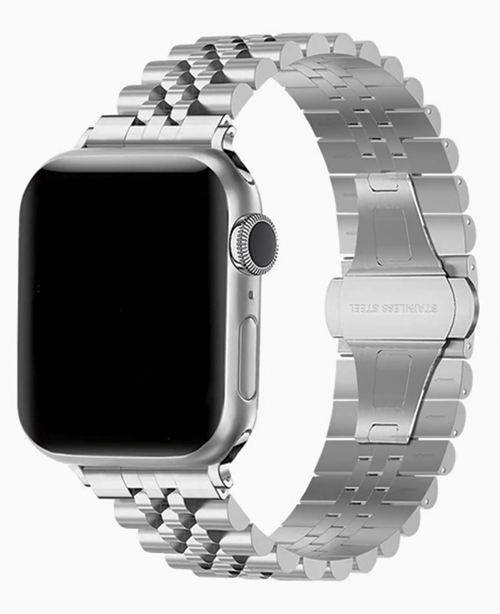 Apple Watch Uyumlu Metal Paslanmaz Celik Jubilee Loop Kordon - Gümüş - Strapg