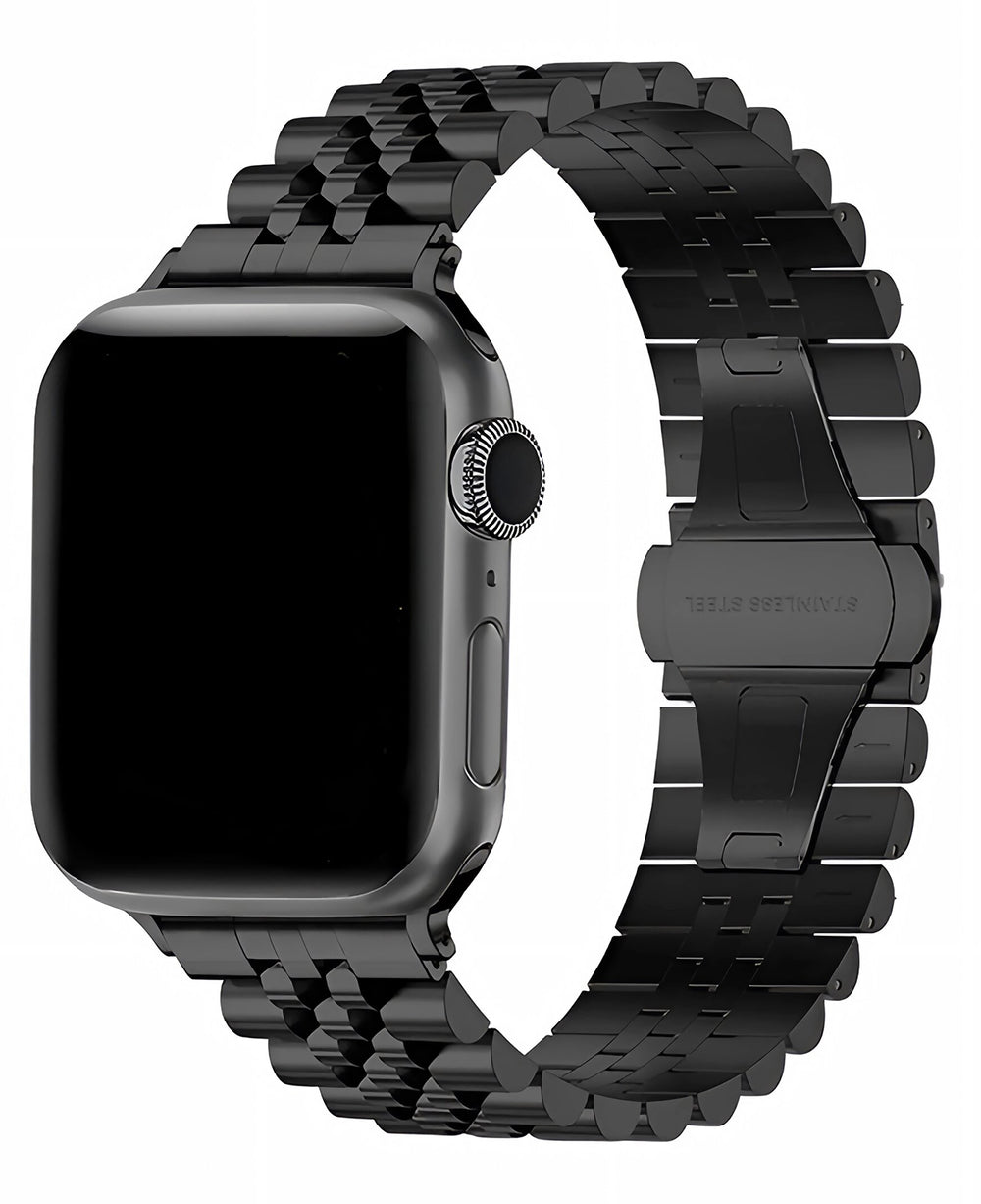 Apple Watch Uyumlu Metal Paslanmaz Celik Jubilee Loop Kordon - Siyah - Strapg