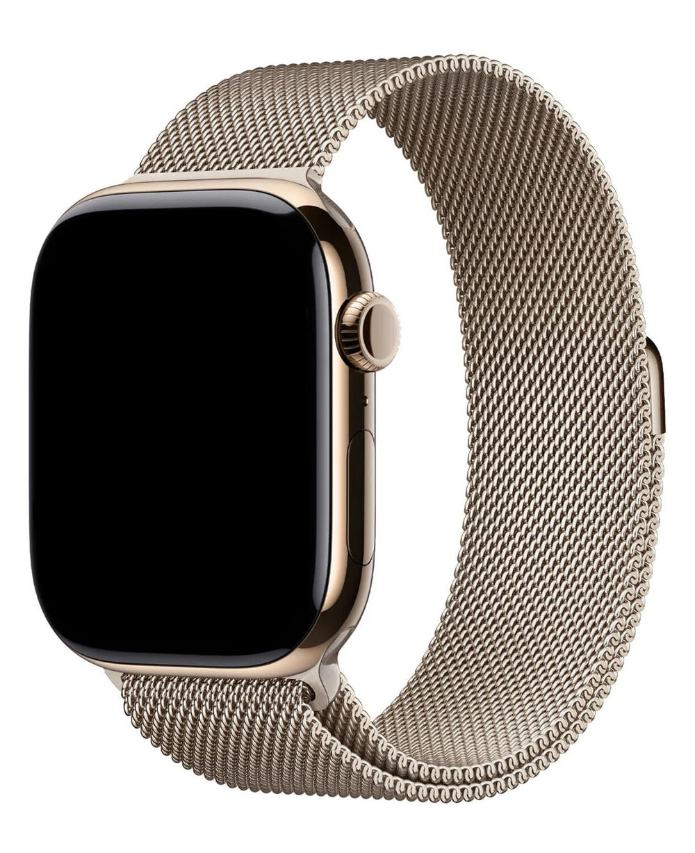 Apple Watch Uyumlu Metal Paslanmaz Çelik Milano Loop Kordon - Starlight - Strapg
