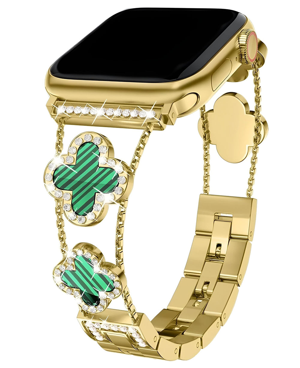 Apple Watch Uyumlu Metal Paslanmaz Çelik OneFlex Loop Kordon - Gold Yeşil - Strapg