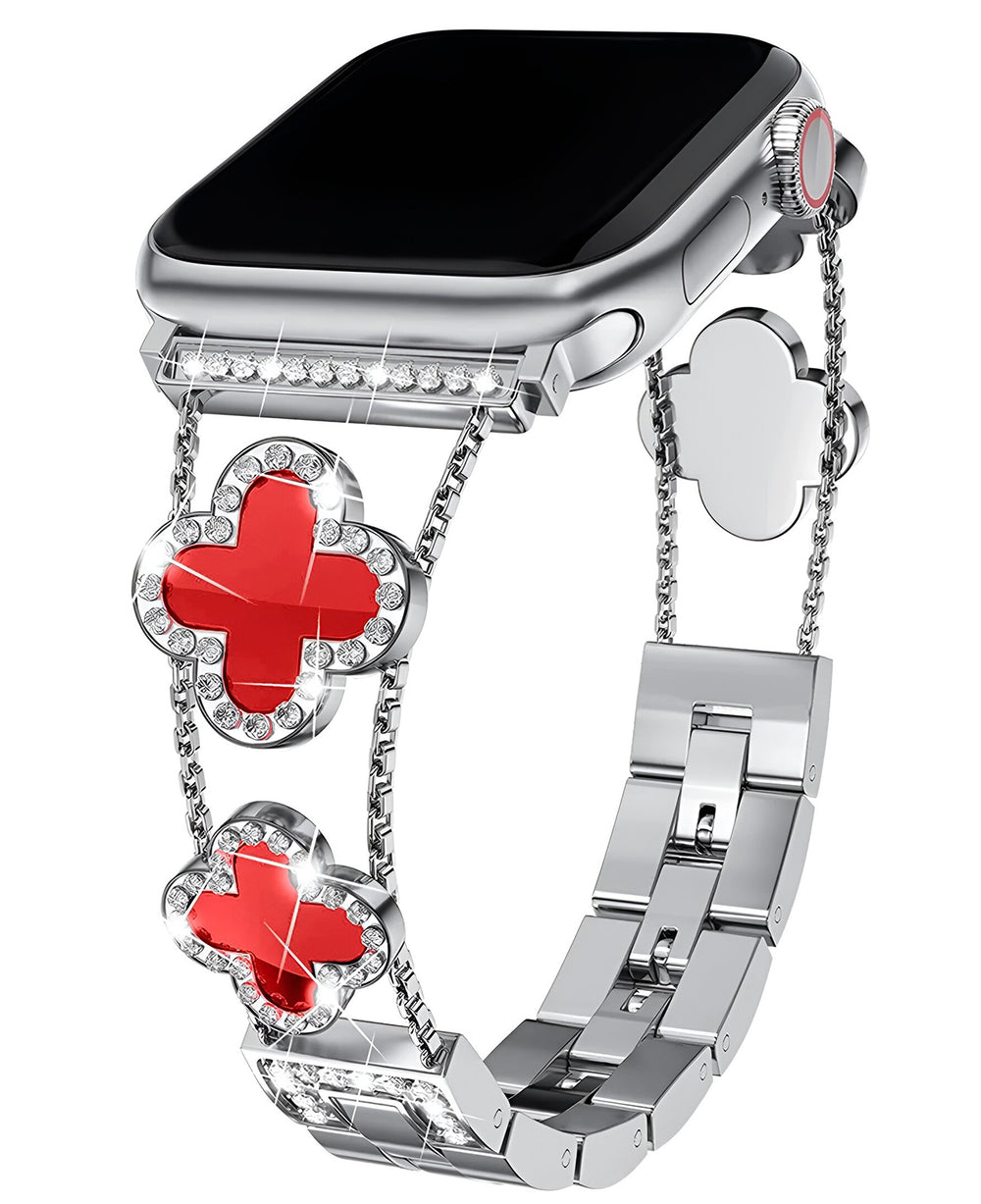 Apple Watch Uyumlu Metal Paslanmaz Çelik OneFlex Loop Kordon - Gümüş Kırmızı - Strapg