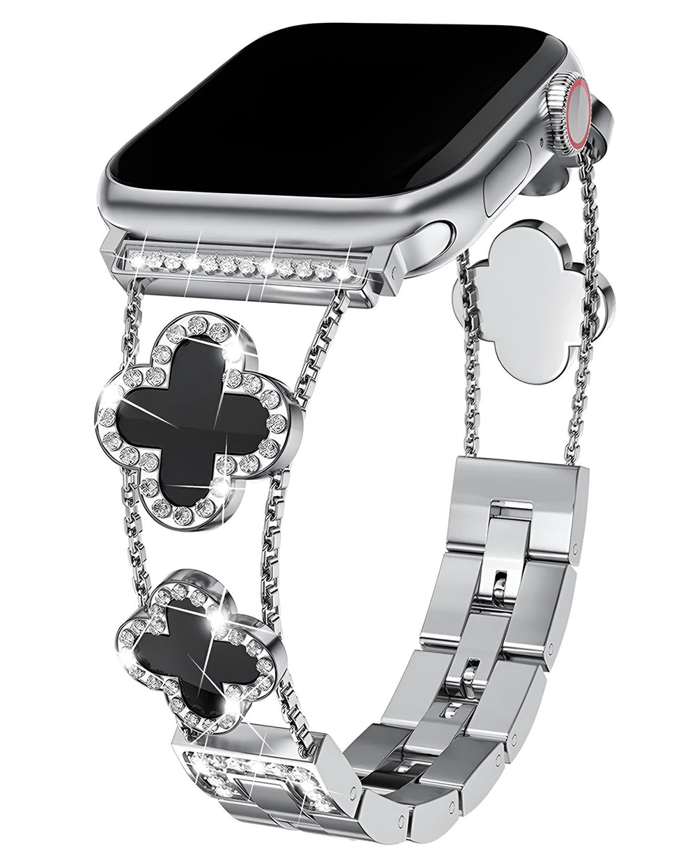 Apple Watch Uyumlu Metal Paslanmaz Çelik OneFlex Loop Kordon - Gümüş Siyah - Strapg