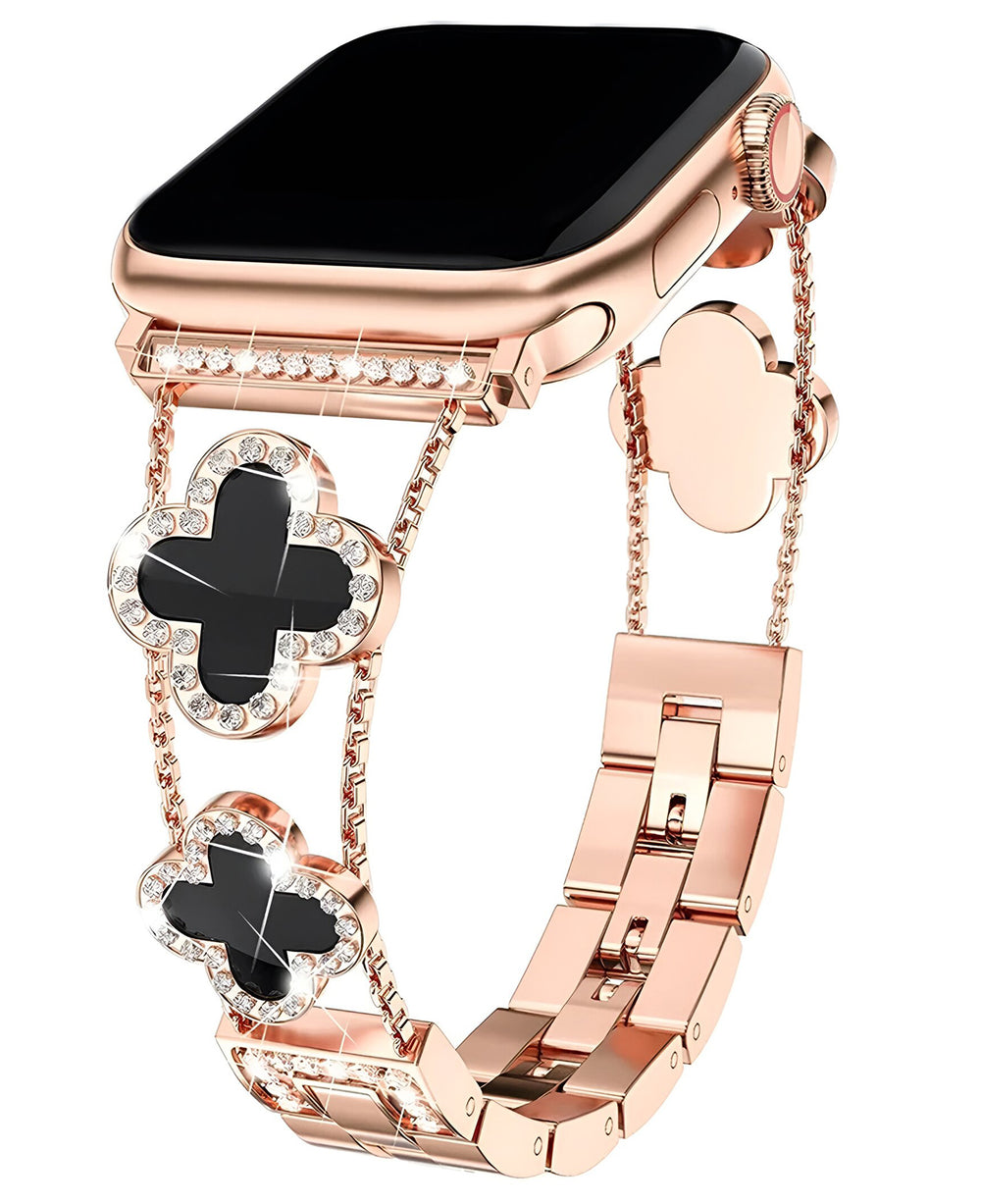 Apple Watch Uyumlu Metal Paslanmaz Çelik OneFlex Loop Kordon - Rose Siyah - Strapg