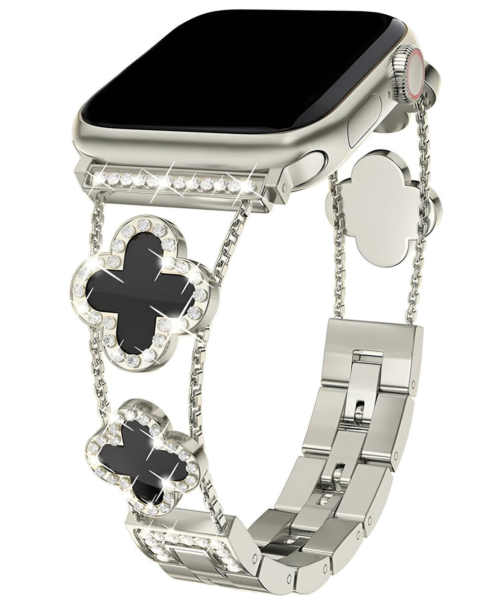 Apple Watch Uyumlu Metal Paslanmaz Çelik OneFlex Loop Kordon - Starlight Siyah - Strapg