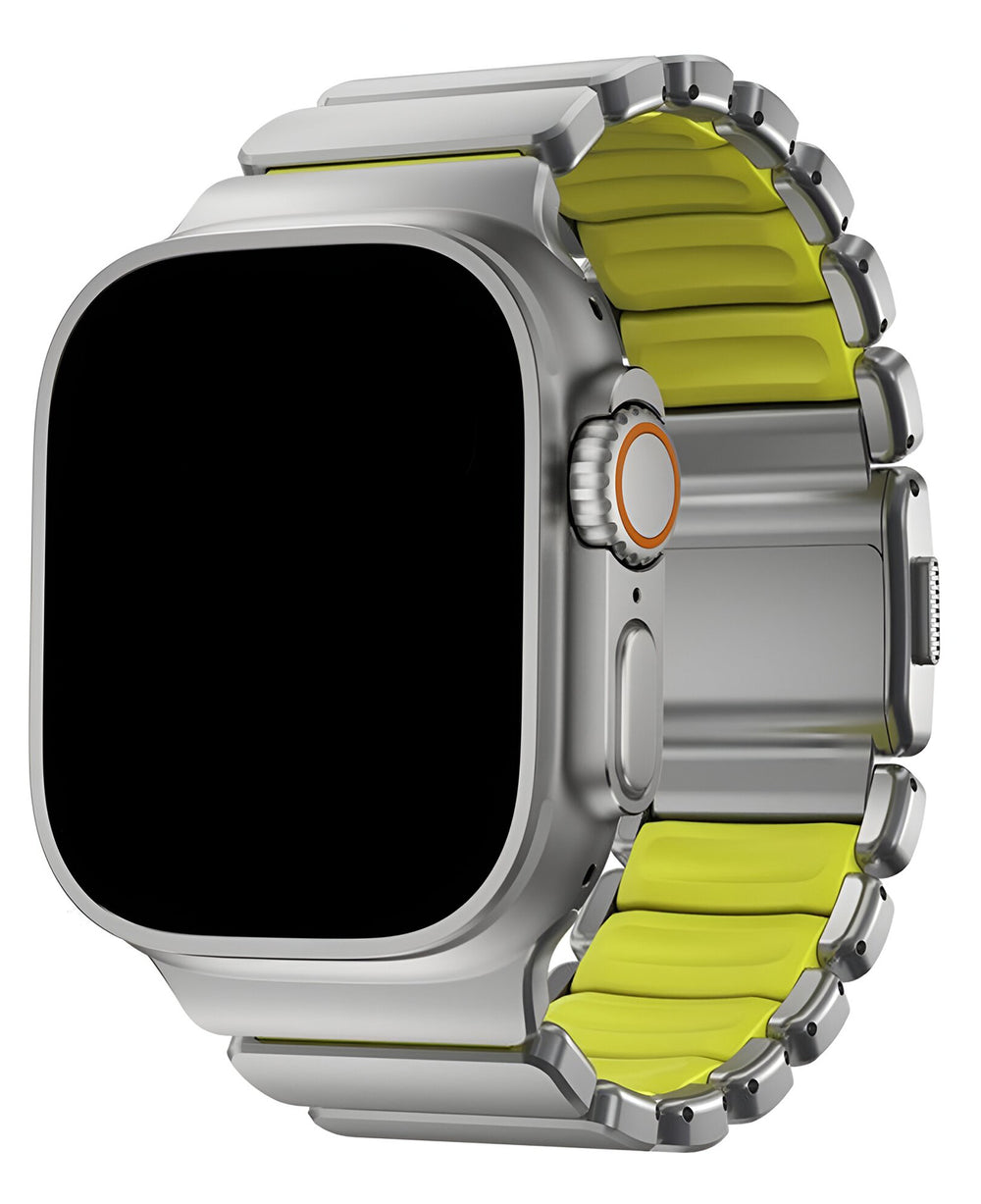 Apple Watch Uyumlu Metal Paslanmaz Celik Orion Loop Kordon - Gümüş Sarı - Strapg