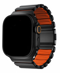 Apple Watch Uyumlu Metal Paslanmaz Celik Orion Loop Kordon - Siyah Turuncu - Strapg
