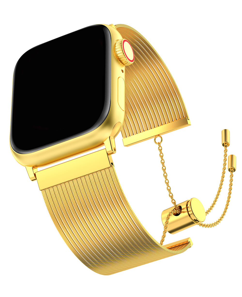 Apple Watch Uyumlu Metal Paslanmaz Çelik Roppel Loop Kordon - Gold - Strapg