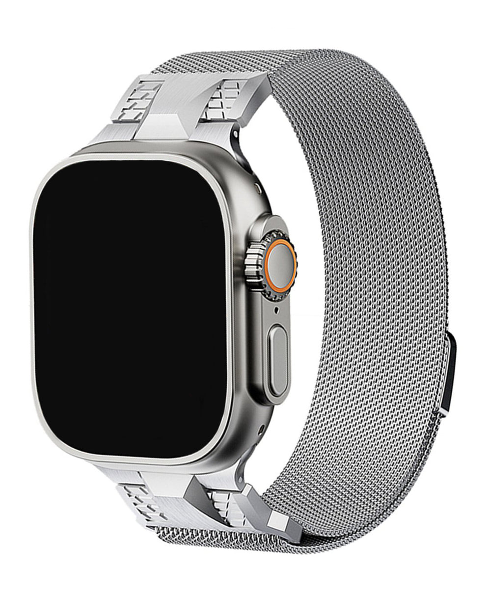 Apple Watch Uyumlu Metal Paslanmaz Celik Royal Milano Loop Kordon - Gümüş - Strapg