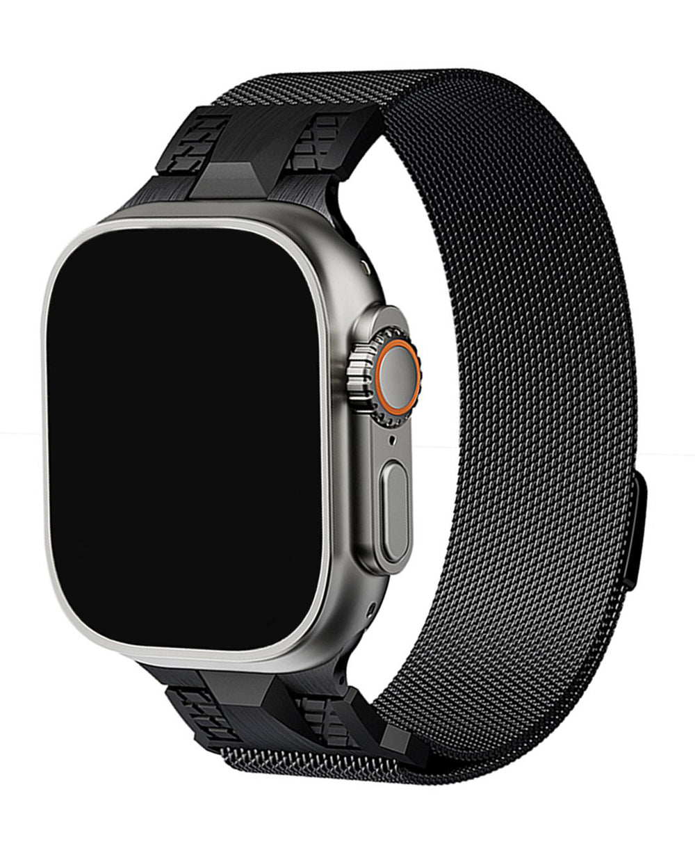 Apple Watch Uyumlu Metal Paslanmaz Celik Royal Milano Loop Kordon - Siyah - Strapg