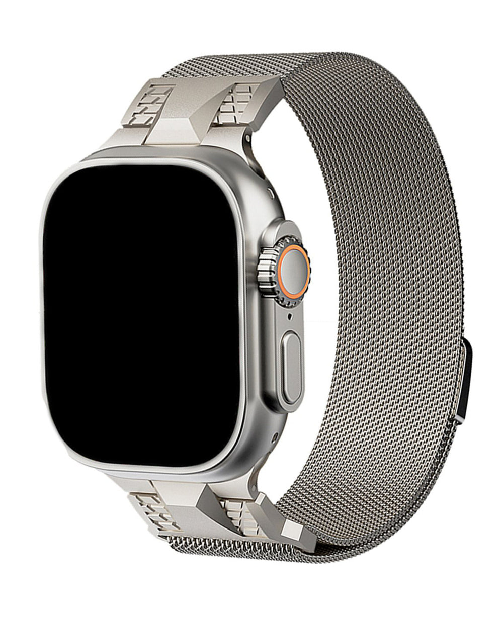 Apple Watch Uyumlu Metal Paslanmaz Celik Royal Milano Loop Kordon - Starlight - Strapg