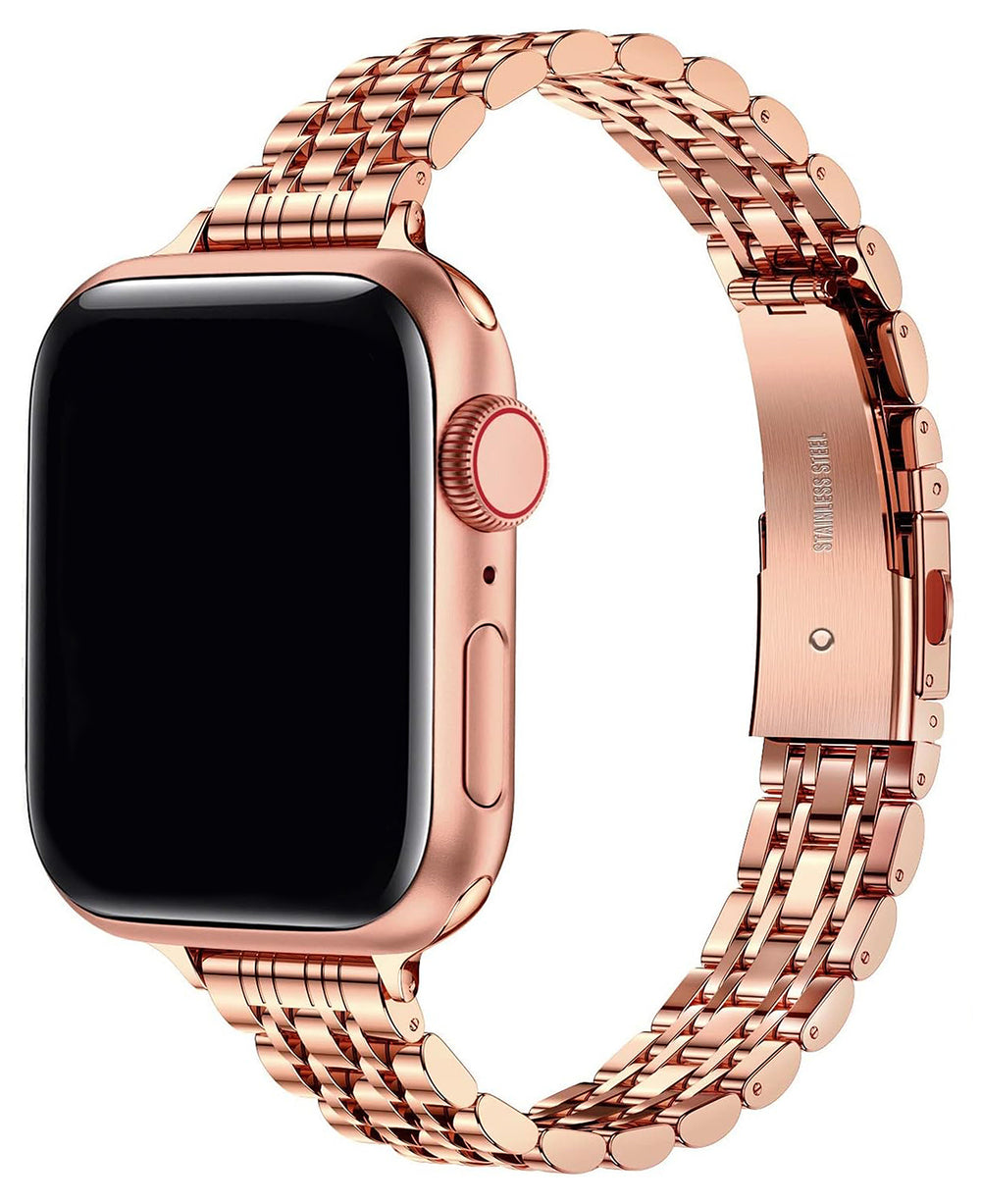 Apple Watch Uyumlu Metal Paslanmaz Çelik Slim Jubilee Loop Kordon - Rose - Strapg
