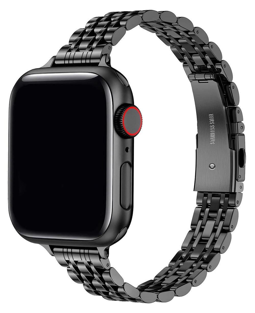Apple Watch Uyumlu Metal Paslanmaz Çelik Slim Jubilee Loop Kordon - Siyah - Strapg