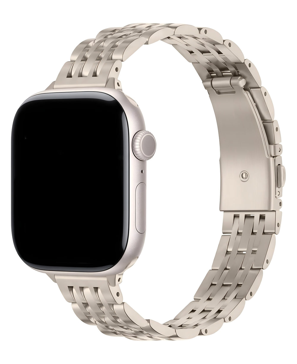 Apple Watch Uyumlu Metal Paslanmaz Çelik Slim Jubilee Loop Kordon - Starlight - Strapg