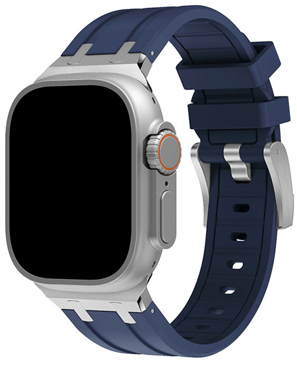 Apple Watch Uyumlu Metal Tokalı Silikon Copper Loop Kordon - Lacivert - Strapg