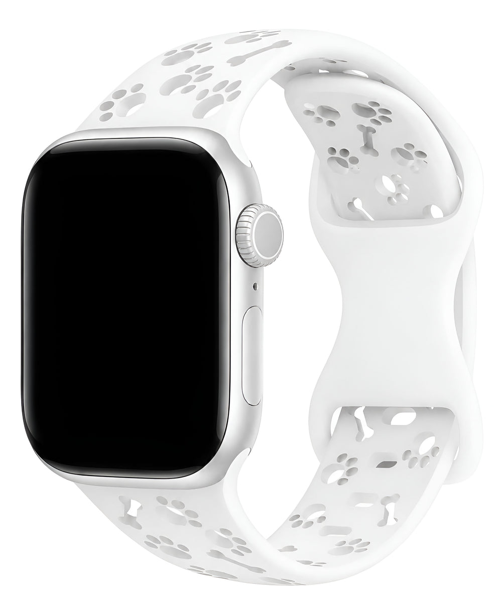 Apple Watch Uyumlu Pati Desenli Pawsense Silikon Loop Kordon - Beyaz - Strapg