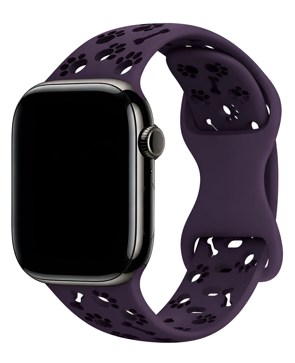 Apple Watch Uyumlu Pati Desenli Pawsense Silikon Loop Kordon - Mor - Strapg
