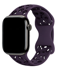 Apple Watch Uyumlu Pati Desenli Pawsense Silikon Loop Kordon - Mor - Strapg