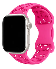 Apple Watch Uyumlu Pati Desenli Pawsense Silikon Loop Kordon - Pembe - Strapg