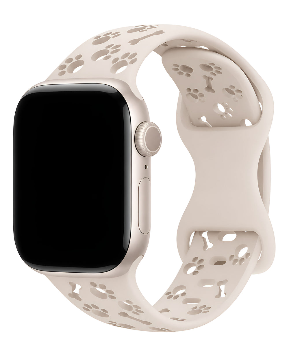Apple Watch Uyumlu Pati Desenli Pawsense Silikon Loop Kordon - Starlight - Strapg