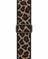Apple Watch Uyumlu Leopar Desenli Tokalı Örgü Kumaş Kordon
