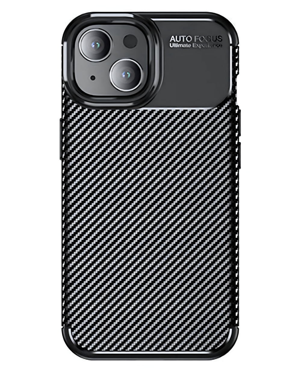 iPhone 15 Uyumlu Karbon Silikon Kılıf - Siyah - Strapg