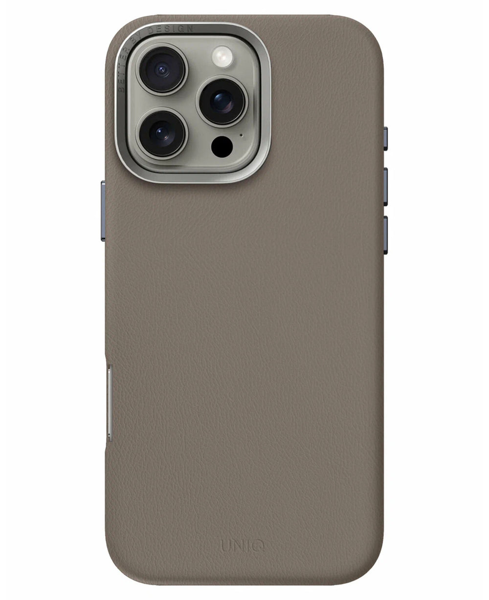 iPhone 16 Pro Max Uyumlu Uniq Lyden Magsafe Deri Kılıf - Titanyum Gri - Strapg