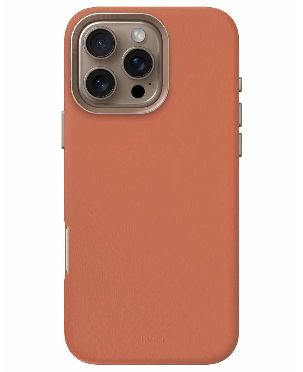 iPhone 16 Pro Max Uyumlu Uniq Lyden Magsafe Deri Kılıf - Turuncu - Strapg