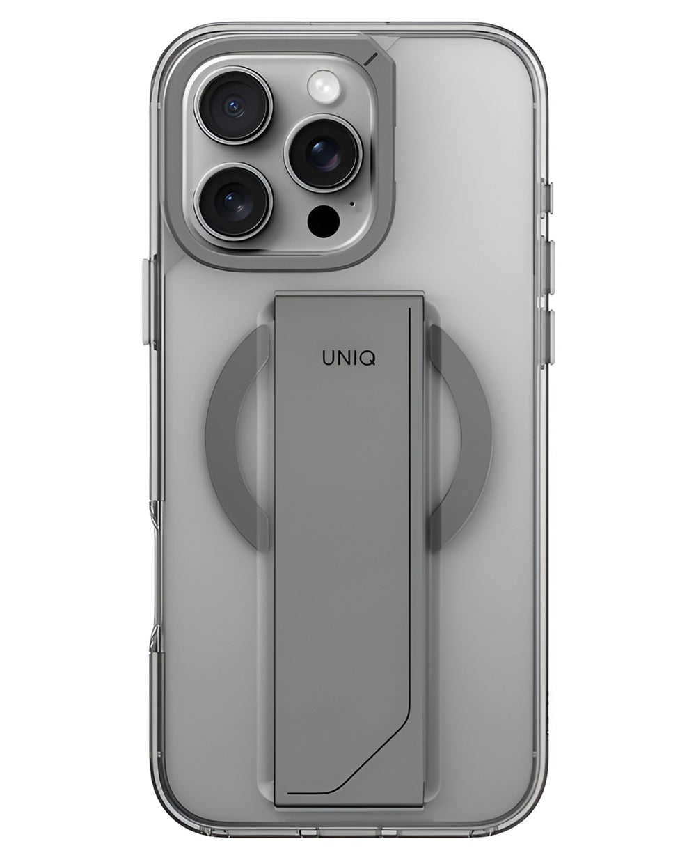 iPhone 16 Pro Uyumlu Uniq Heldro Max Magsafe Standlı Kılıf - Gri - Strapg