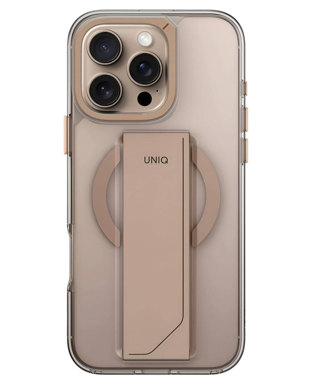 iPhone 16 Pro Uyumlu Uniq Heldro Max Magsafe Standlı Kılıf - Kraft - Strapg