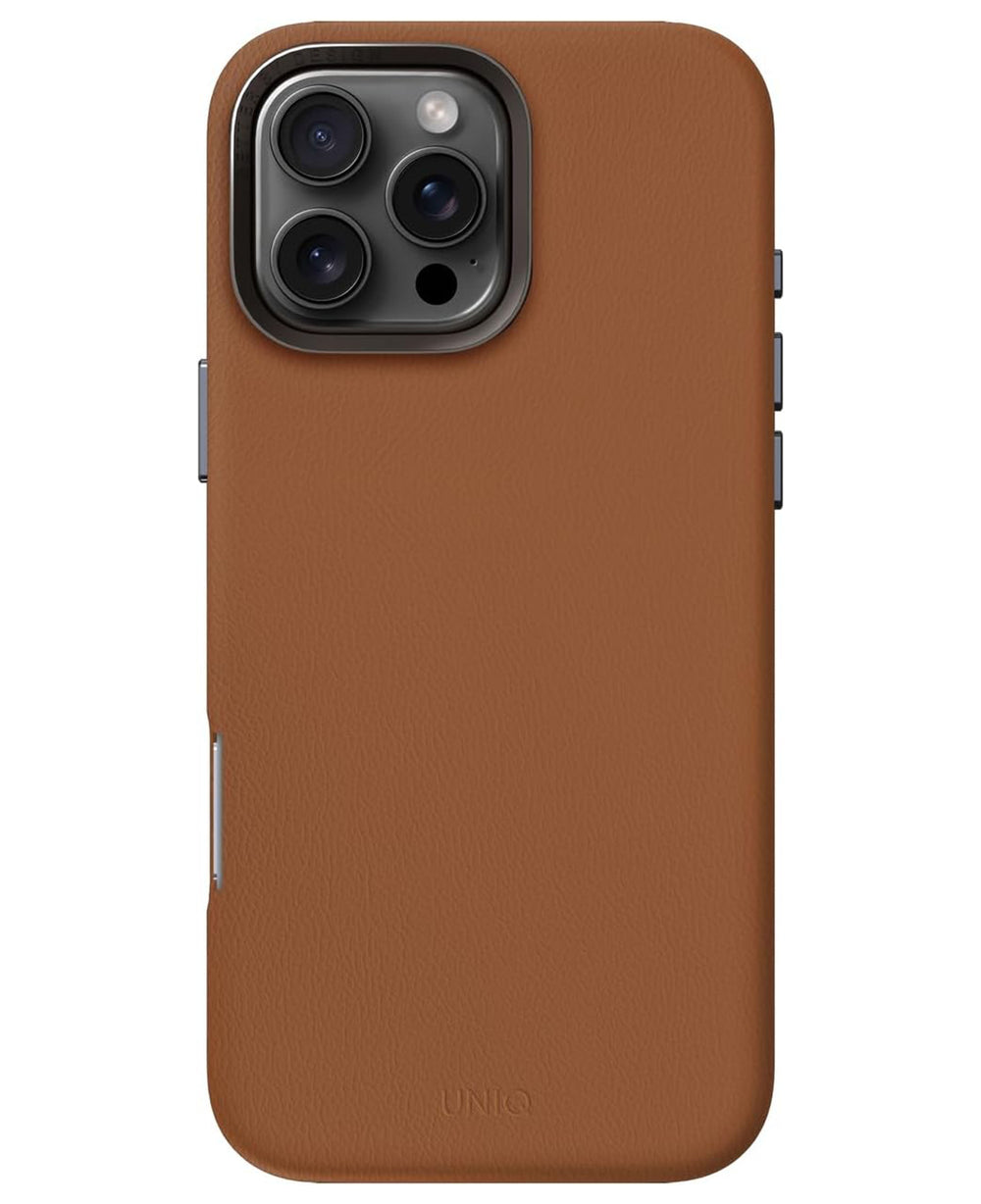 iPhone 16 Pro Uyumlu Uniq Lyden Magsafe Deri Kılıf - Karamel - Strapg