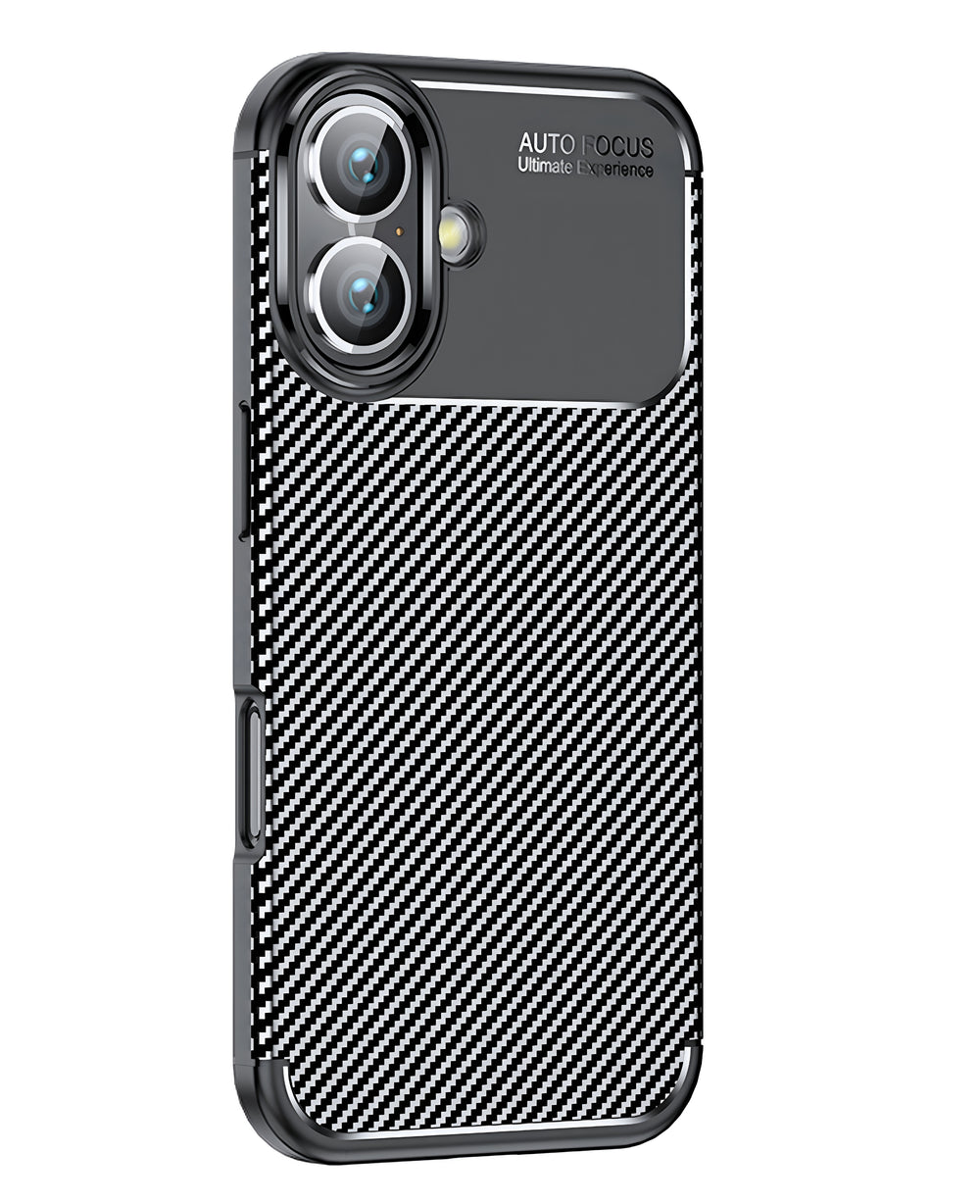 iPhone 16 Uyumlu Karbon Silikon Kılıf - Siyah - Strapg