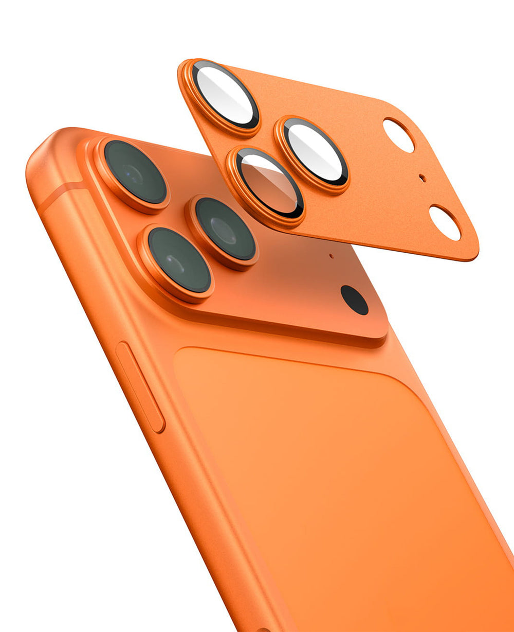 iPhone 17 Serisi Uyumlu Metal Kamera Lens Koruyucu - Turuncu - Strapg